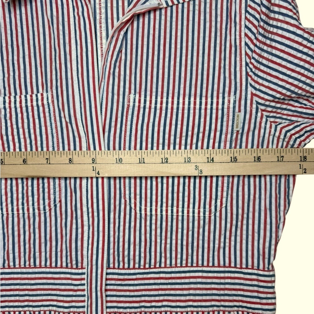 Brixton Red White Blue Pinstriped Seersucker Shortsleeved Zip Up Romper XS - Picture 8 of 8
